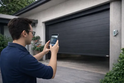 Hochwertiges Sektionaltor an einer modernen Garage